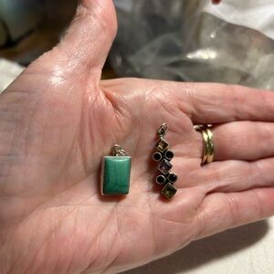 Malachite and citrine Amethyst peridot and garnet Pendant Set